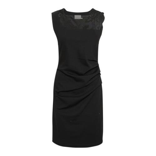 Zwart Diep Kant Detail Jurk Kaffe , Black , Dames