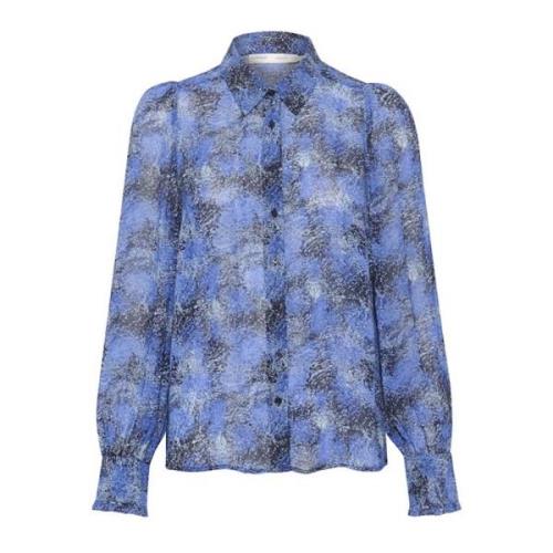 Donkerblauwe Dancing Wall Overhemdblouse InWear , Blue , Dames