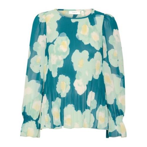 Groene Poëtische Bloemenblouse InWear , Multicolor , Dames