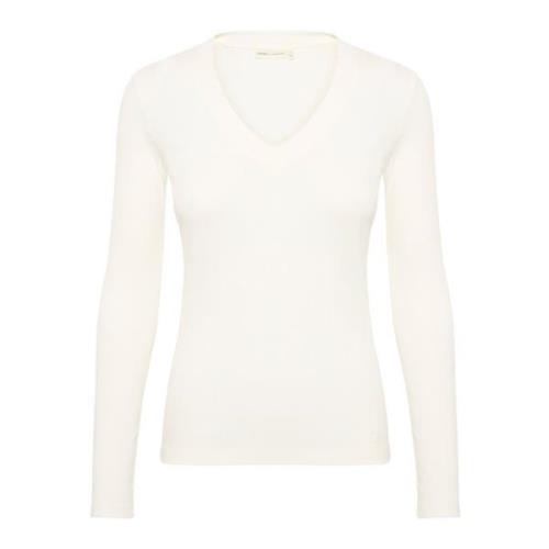 V-hals Lange Mouw Top Whisper White InWear , White , Dames