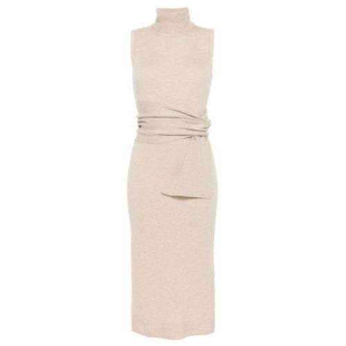 Oat Midi Jurk - Stijlvol en Elegant MM6 Maison Margiela , Beige , Dame...