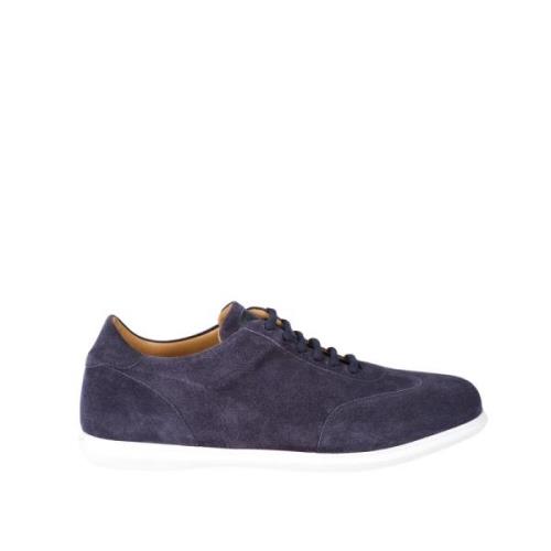 Minimal Oxford Suede Sneaker Testoni , Blue , Heren