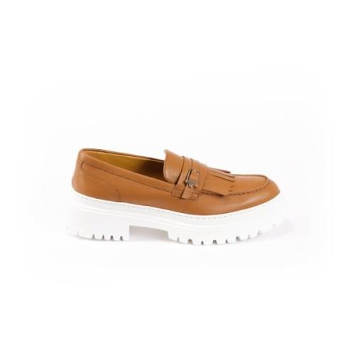 Chunky Loafer met Logo Gesp Testoni , Beige , Dames