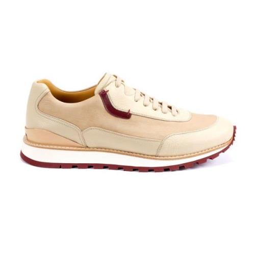 Nubuk Kalf Hert Sneaker Eigentijdse Stijl Testoni , Beige , Heren