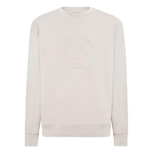 B Crew Neck Sweatshirt In Katoenmix Boggi Milano , Beige , Heren