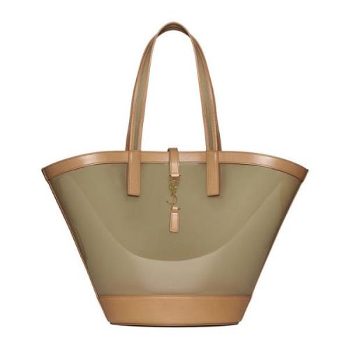 Gouden Patent Leren Panier Tas Saint Laurent , Beige , Dames