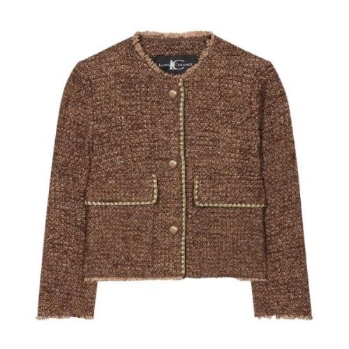 Stijlvolle Tweed Blazer Jas Luisa Cerano , Brown , Dames