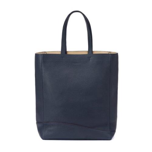 Grained Calf Tote Bag Deluxe Testoni , Blue , Unisex