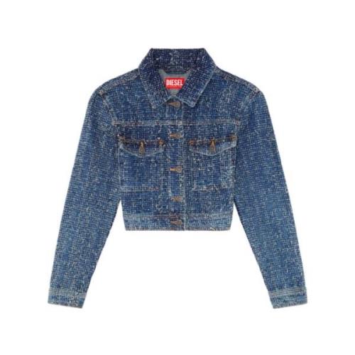 Blauwe Denim Jack Stijlvol Diesel , Blue , Dames