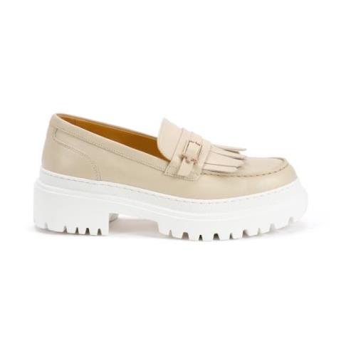 Chunky Loafer met Logo Gesp Testoni , Beige , Dames