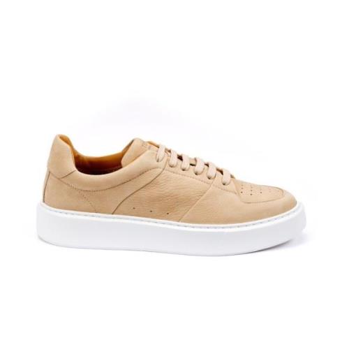 Retro Court Sneaker Unlined Nubuk Calf Testoni , Beige , Heren