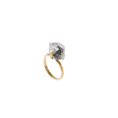 Herkimer Verguld Zilveren Ring Malababa , Yellow , Dames