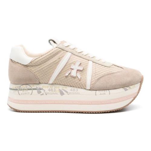 Triple Sole Leren Sneakers Premiata , Beige , Dames