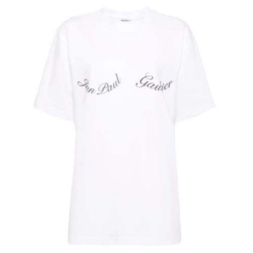 Oversize Logo T-shirt Wit/Zwart Jean Paul Gaultier , White , Dames