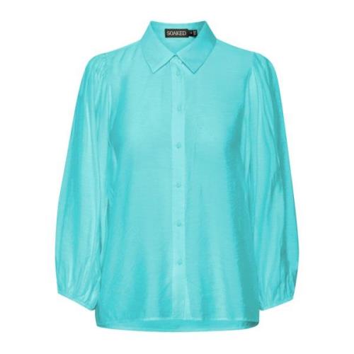 Feminine Blouse met Pofmouwen Sea Jet Soaked in Luxury , Blue , Dames