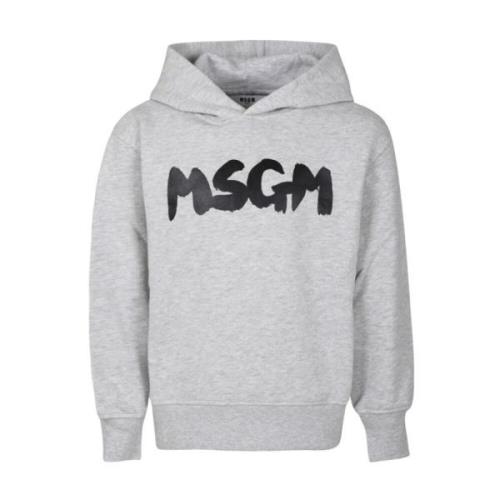 Lichtgrijs Melange Hoodie Msgm , Gray , Unisex