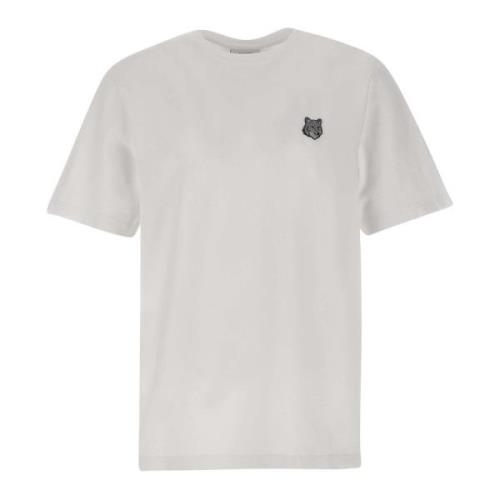 Fox Logo Wit T-shirt Maison Kitsuné , White , Heren