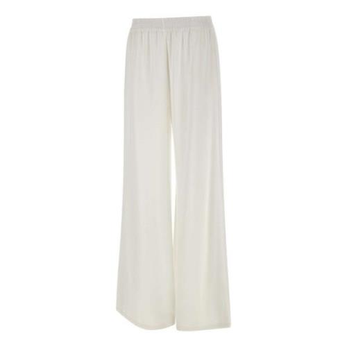 Witte Viscose Crepe Wijde Pijp Broek Fabiana Filippi , White , Dames