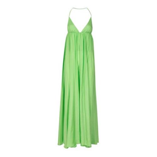 Zijden jurk met V-hals Jucca , Green , Dames