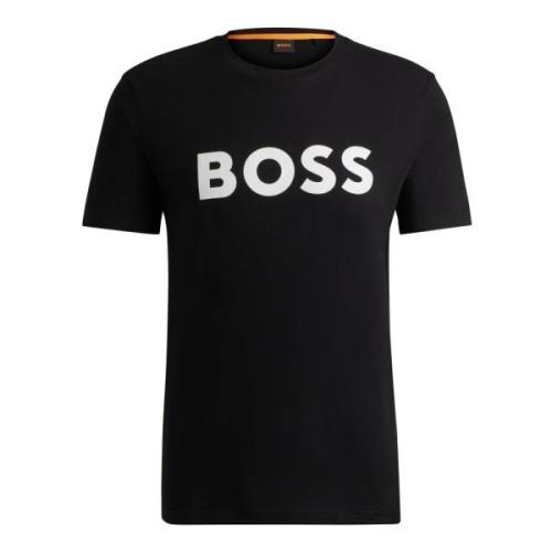 Heren korte mouwen katoenen T-shirt Boss , Black , Heren