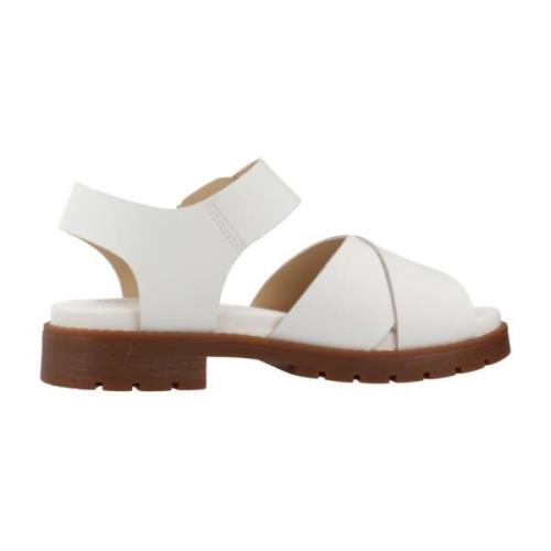 Stijlvolle Platte Sandalen voor Vrouwen Clarks , White , Dames