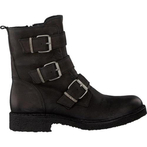 Zwarte Bikerboot met Metalen Accenten Cashott , Black , Dames