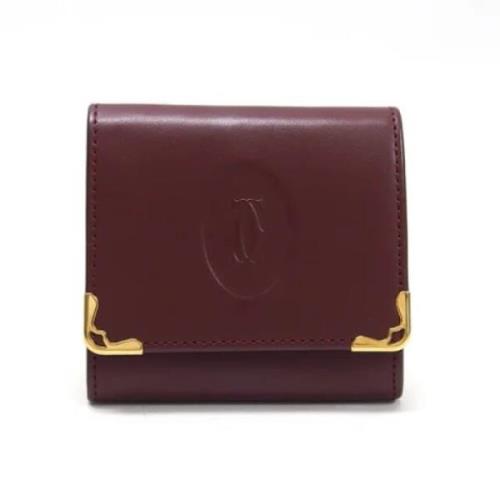 Pre-owned Leather wallets Cartier Vintage , Red , Dames