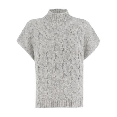 Elegante Gebreide Pullover met Hoge Kraag Le Tricot Perugia , Gray , D...