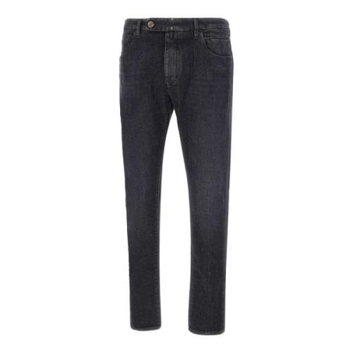 Zwarte Stretch Denim Slim Fit Jeans Incotex , Black , Heren