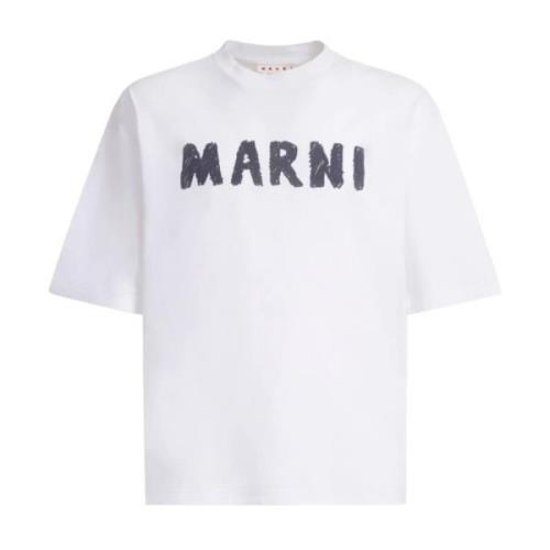 Witte Casual T-Shirt Marni , White , Heren