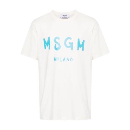 Off White Tee Shirt Msgm , Beige , Heren