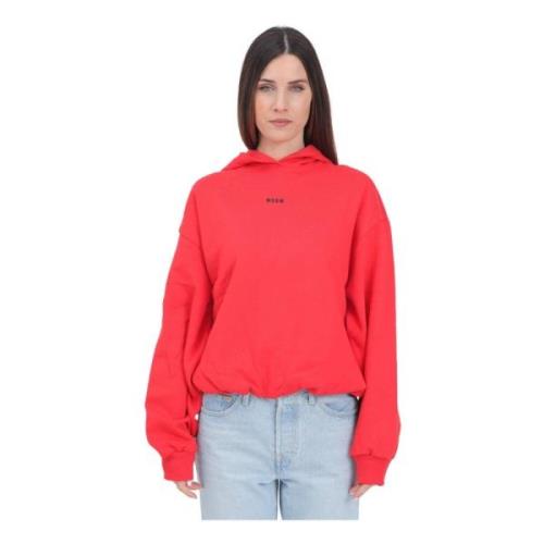 Rode hoodie met logo print Msgm , Red , Dames