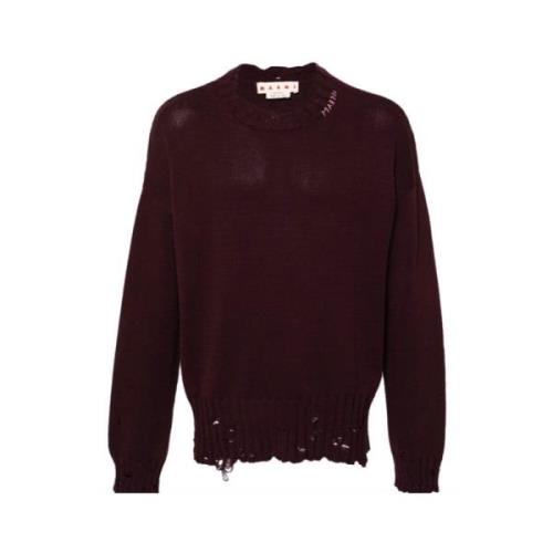 Burgundy Crew Neck Sweater Marni , Red , Heren