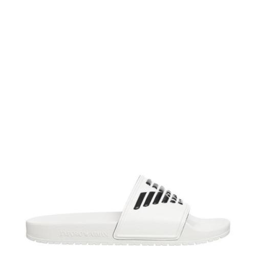 Witte Bedrukte Slippers Slip On Emporio Armani , White , Dames