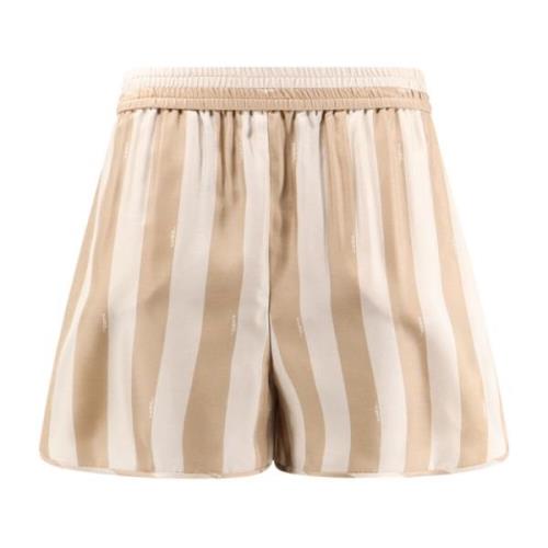 Zijden Pequin Shorts met Elastische Taille Fendi , Beige , Dames