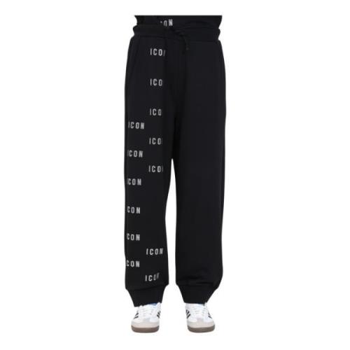 Zwarte Rhinestone Logo Sportbroek Dsquared2 , Black , Dames