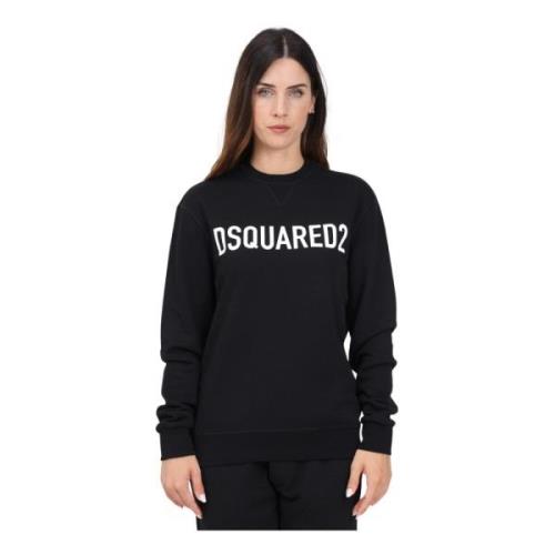 Zwart Crewneck Sweatshirt Logo Print Dsquared2 , Black , Dames