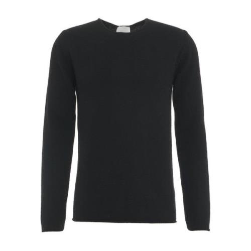 Cashmere Gebreide Crew Neck Trui Daniele Fiesoli , Black , Heren