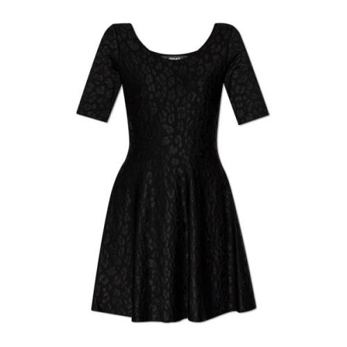 Wijd uitlopende jurk met stippen Versace , Black , Dames