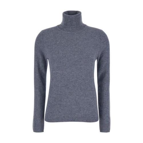 Cashmere High Neck Sweater Grey Plain Units , Gray , Dames