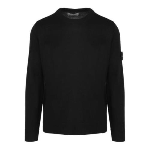 Merino Wool Crewneck Sweater Fw23 Stone Island , Black , Heren