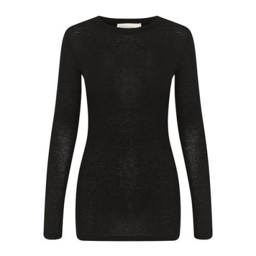 Meteoriet Lange Mouw Ronde Hals Top Karen by Simonsen , Black , Dames