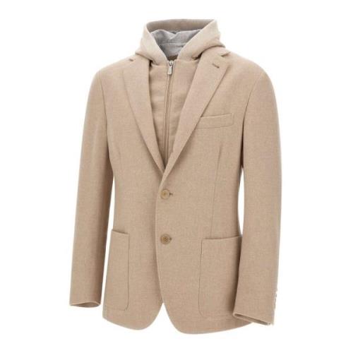 Wol Kasjmier Jas Zand Blazer Eleventy , Beige , Heren