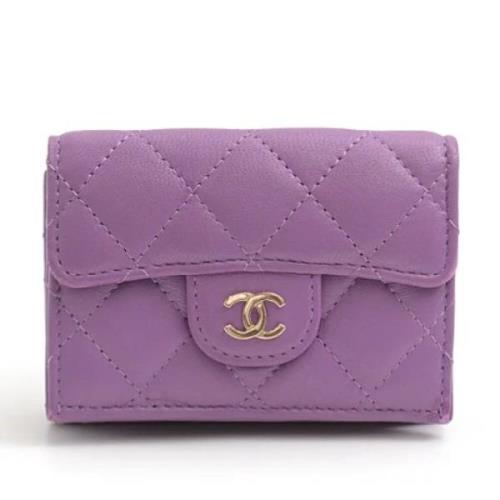 Pre-owned Leather wallets Chanel Vintage , Purple , Dames