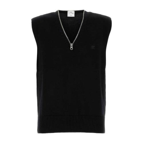 Stijlvol Zwart Wollen Vest Courrèges , Black , Heren