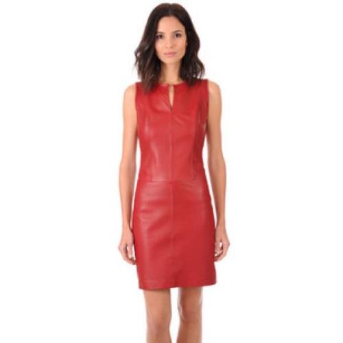 Rode lamsleren jurk tijdloos model La Canadienne , Red , Dames