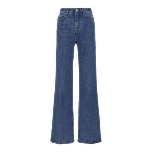 Wijd Uitlopend Katoen Denim Jeans Blauw Ami Paris , Blue , Dames