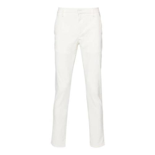 Witte Slim Fit Corduroy Broek Dondup , White , Heren