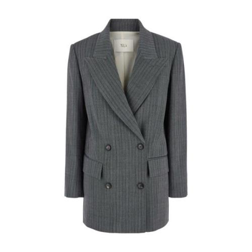 Gestreepte Blazer Grijze Jas Tela , Gray , Dames