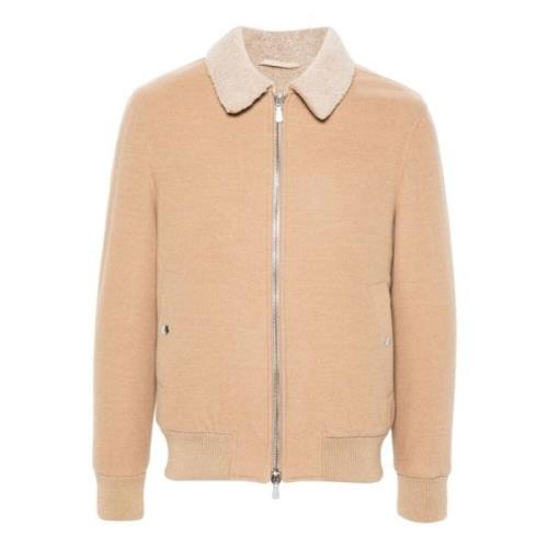 Beige Wol Shearling Jas Eleventy , Beige , Heren